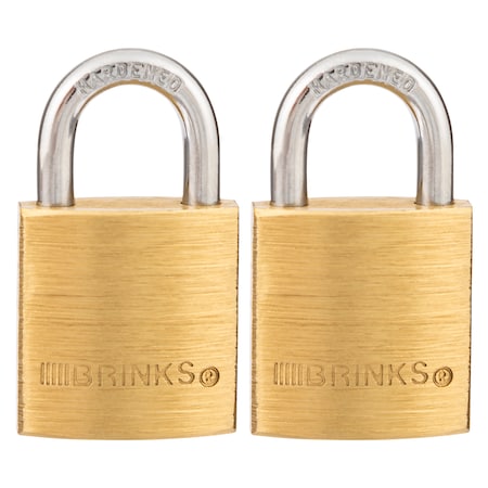 Brinks Keyed Alike Padlock, Brass, 20mm 2 Pk, General Purpose 171-20201